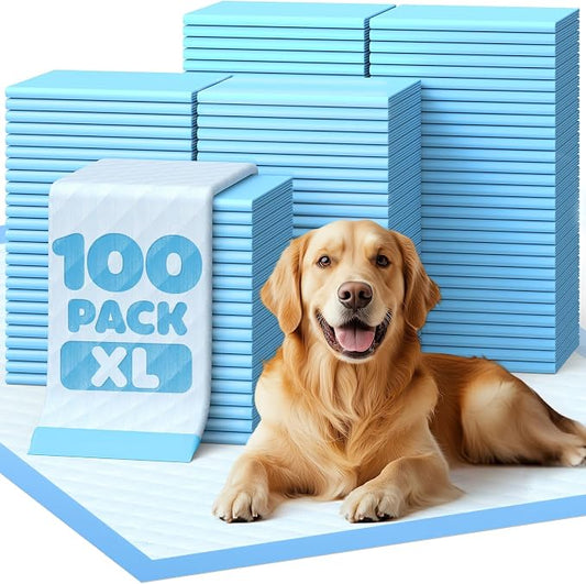 Powools Charcoal Puppy Pads - 100 Packs, 34"×28" Ultra-Large Puppy Pads, Odor-Control Carbon Pee Pads for Dogs, 6-Layer Ultra-Absorbent & Quick-Dry Black Training Pads