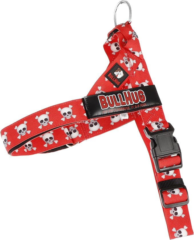 Adjustable Dog Harness– No Pull, No Choke – for English Bulldogs, French Bulldogs, Pugs & Broad-Chested Breeds – Easy, Safe Walks (Skull, Large)