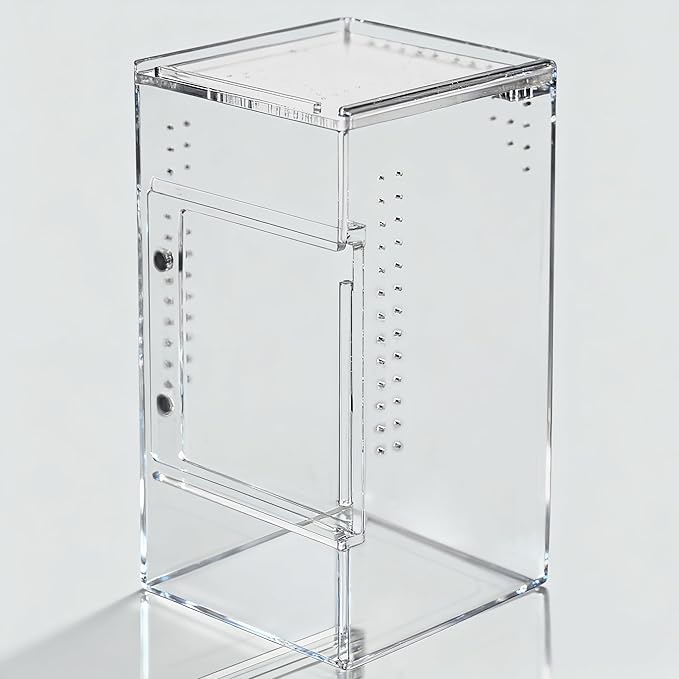 Reptile Tank 3x3x6 Terrarium – Acrylic Reptile Enclosure for Gecko, Jumping Spider, and Praying Mantis – Compact Tree-Dwelling Terrarium for mini Pets
