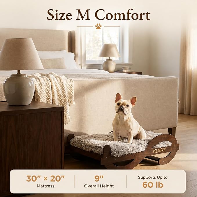 Wood Elevated Raised Dog Bed Frame Mat Set,60lb | Trainer Recommended Australian design Sturdy Attractive Dog Furniture Sofa Couch