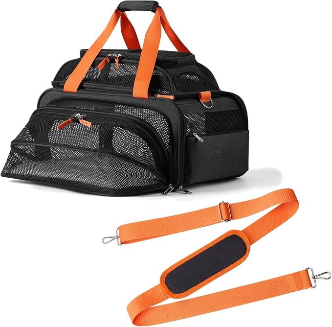 pidipiti 17x12.5x8.5 Soft-Sided pet Carrier,for Extra-Small Dog/Medium cat | top and 1 side Expandable,TSA Approved,for jetblue and Other Airlines only Have 8.5'' Height Space underseat