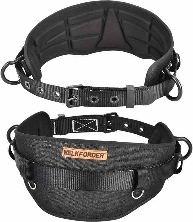 Tongue Buckle Body Belt (Aluminum Hardware) With Hot-Pressing Waist Pad and 2 Aluminum Side D-Rings Personal Protective Equipment | Waist Fitting Size 32'' to 50''