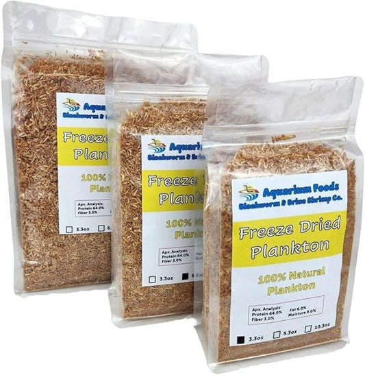 Aquatic Foods Inc. Plankton, Freeze Dried Pacific Plankton for All Marine Fish, Corals, Anemones, All Tropical Fish, Cichlids, Discus, Tetras, Goldfish, Koi & Pond Fish…3.3oz Clear Bag