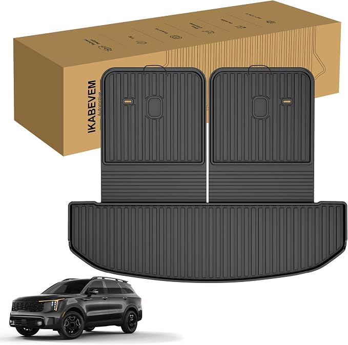 Cargo Mat Compatible with Kia Sorento 2021-2025 2026 Cargo Liner Trunk Mat with Seatback Mat TPE All Weather Back Seat Cover Protector 2025 Sorento Accessories Cargo Tray Backrest Mat