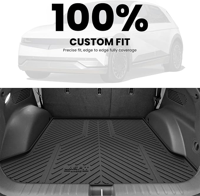 LASFIT Cargo Mat for Hyundai Ioniq 5 2022-2024/ IONIQ 5 N 2025, All Weather TPE Custom Fit Easy Clean Car Trunk Mat for Hyundai Ioniq 5 2022-2024/ IONIQ 5 N 2025 Cargo Liner, Black