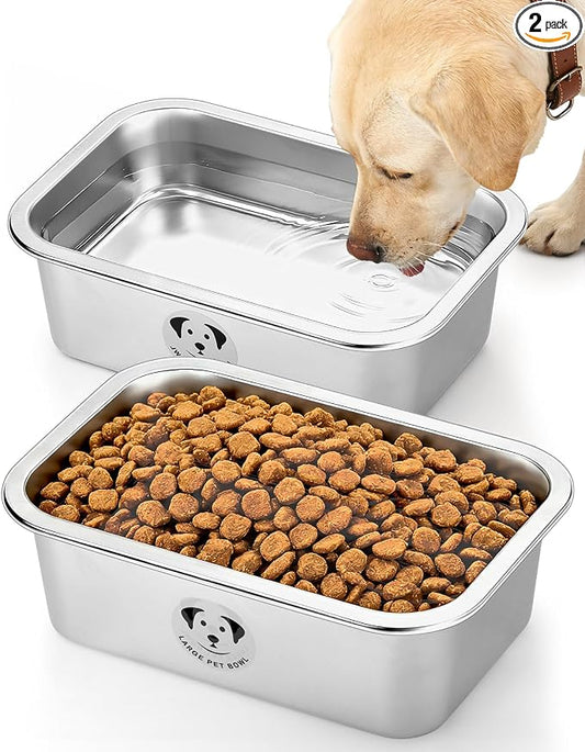 2-Pack Stainless Steel Large Dog Water Bowl, Spill-Proof Metal Dog Food Bowls, Easy Clean Outdoor Dog Water Bowl for Medium Large Dogs, X-Large & Cats 1.25 Gallons