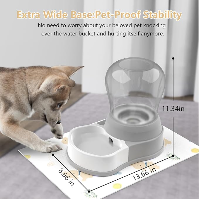 STALTWO 1 Gallon Automatic Dog Water Dispenser, Non-Slip Mat, BPA-Free | Pet Water Dispenser, Large Capacity Water Feeder for Cats and Dogs, Refill Less Often