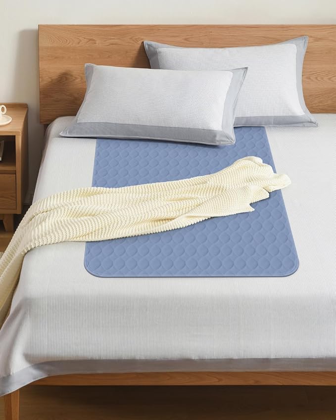 Washable Bed Pads 34" x 36" - 4 Pack, Blue, Waterproof Bed Pads for Incontinence, Bed Wetting Pads for Bed, Sofa, Floor, Resuable Underpads for Adults, Seniors, Pet