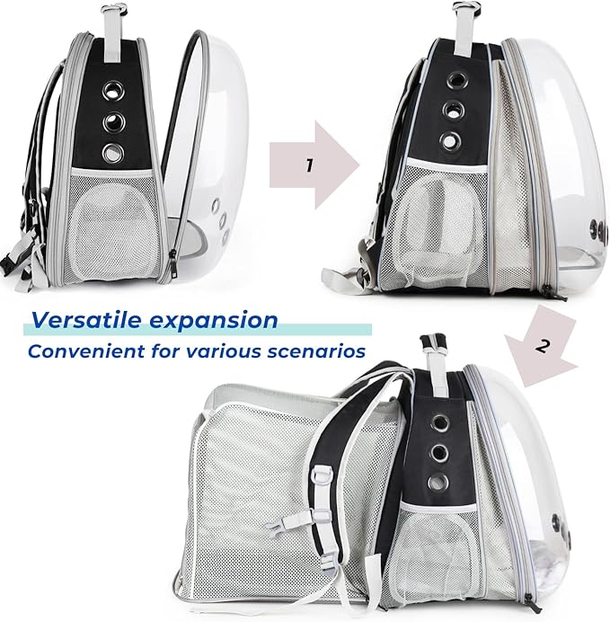 Expandable Cat Backpack Carrier for Large Cats & Small Dogs - Airline Approved Pet Bubble Backpack with Dual-Side Expansion, Perfect for Travel, Hiking & Outdoor Adventures, Up to 16lbs