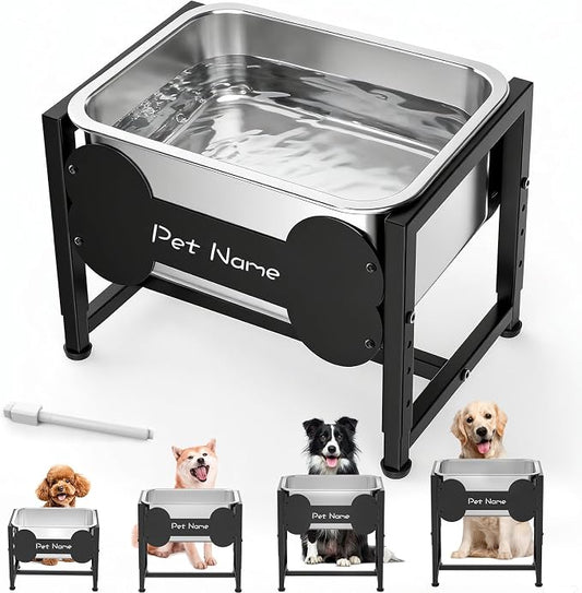 Elevated Dog Bowl, 2.4 Gallon Adjustable Stainless Steel Water Bowl | Large Breed Dog Water Feeder, Pet Feeder with Full Metal Stand for Relief Joint Pressure, Easy Clean, Indoor Outdoor Use