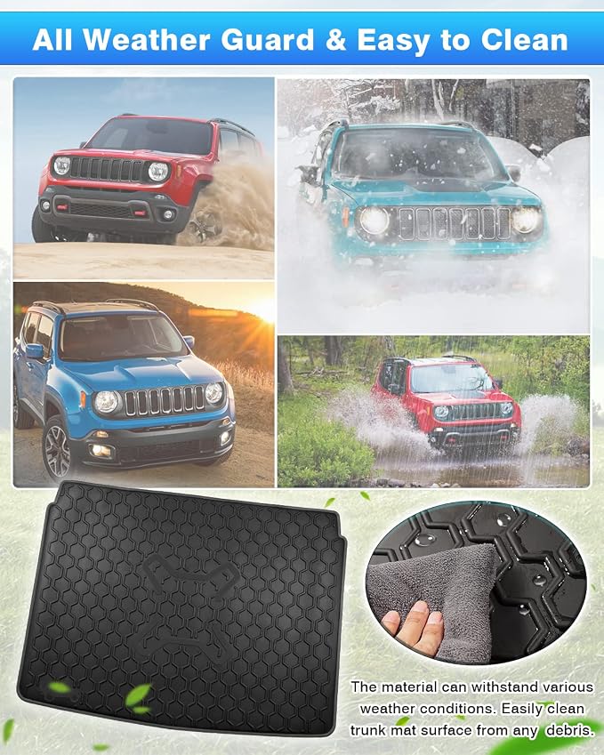 Cartist Cargo Liner Compatible with 2015-2024 Jeep Renegade Trunk Mat Car Rear Boot Liner Black