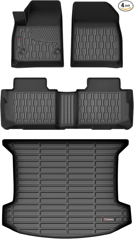 Floor Mats & Cargo Liner Compatible with 2017-2025 Cadillac XT5 Cargo Mat, Full Set All Weather Protection 1st, 2nd Row Car Liners & Trunk Mat, Black
