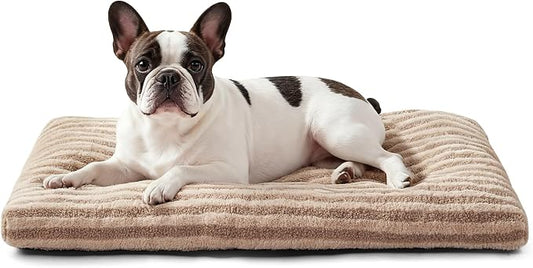 FURTIME Washable Small Dog Bed, Deluxe Dog Crate Beds | Comfy Fluffy Kennel Pad Anti-Slip Pet Sleeping Mat for Puppy/Cat, Machine Washable Dogs Pillow, 23"x18"x3", Brown