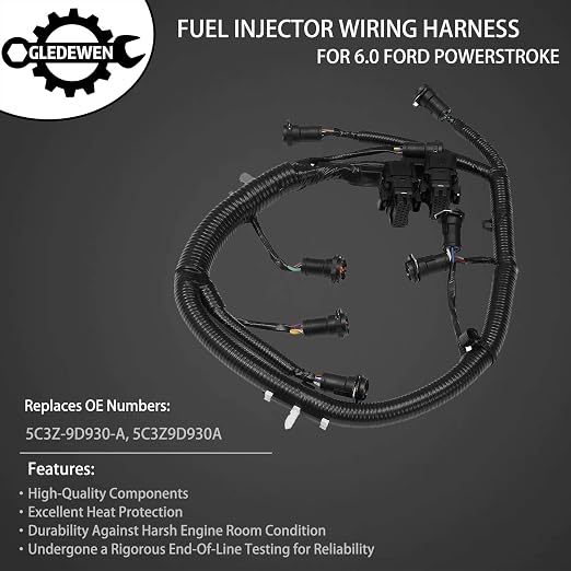 FICM Engine Fuel Injector Complete Wiring Harness | for Ford 6.0L Powerstroke Diesel | 2003-2007 F250 F350 F450 F550, 2004-2005 Excursion | Replace# 5C3Z-9D930-A, 5C3Z9D930A