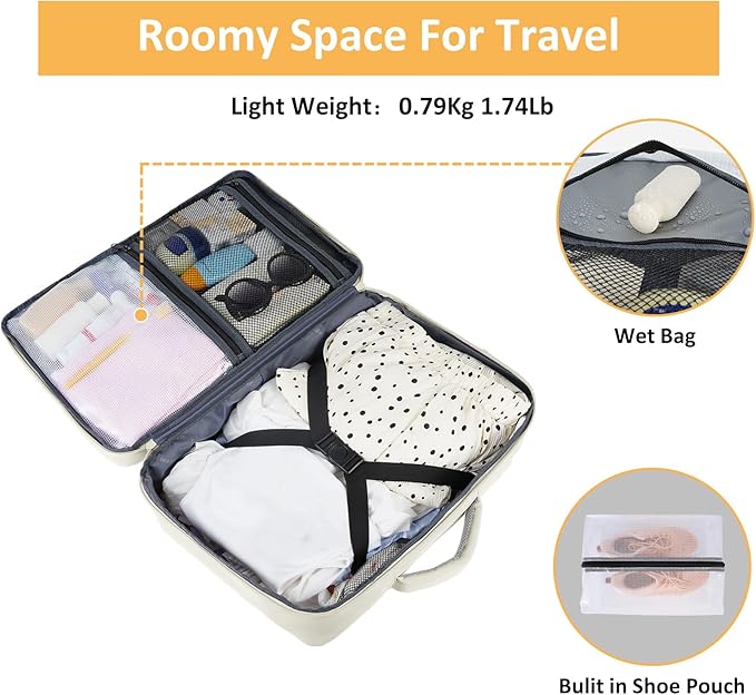 Taygeer Travel Backpack for Women, Carry On Backpack with Shoe Pouch, TSA 15.6" Laptop Back Pack Flight Approved, College Gym Bag Casual Daypack for Weekender Business Hiking,Beige