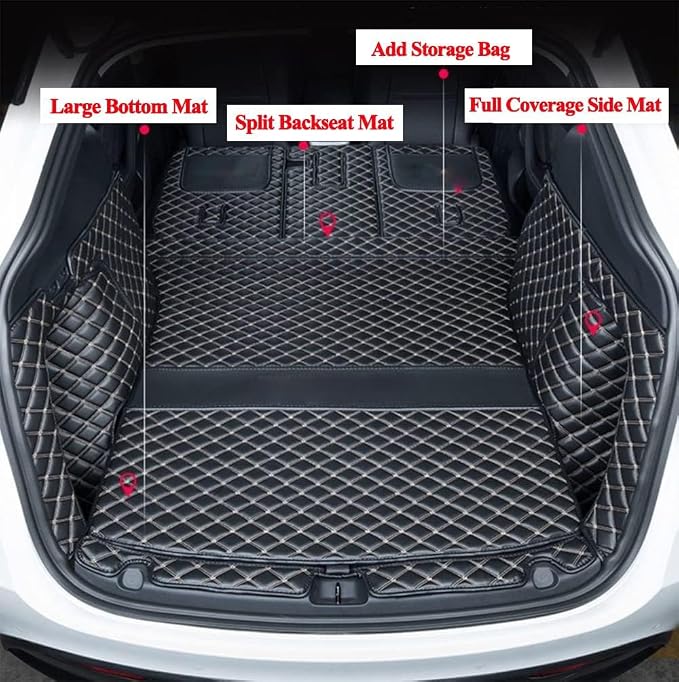 SUV Trunk Mat Compatible with BMW X5 7 Seater 2008-2013 Heavy Duty Back Seat Cover & Rear Cargo Mat & High Side Panel - Beige