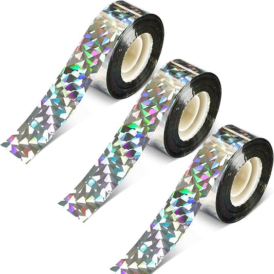 DECYOOL 3 Rolls 787 FT Bird Scare Tape Ribbon Hanging Reflective Bird Tape Ribbon for Avoid Birds Animal from House Garden Patio Lawn Orchard (Laser Floral)
