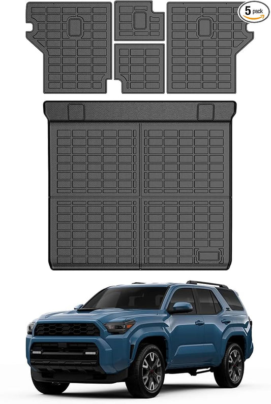 Mixsuper Cargo Liner for Toyota 4Runner 2010-2024 5 Seater (No 3rd Seat or No Sliding Cargo Deck), All Weather Cargo Mat Backrest Mat TPE Back Seat Cover Protector for 4Runner Accessories
