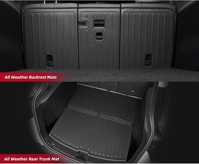 6PCS Trunk Mats & Frunk Mat & Backrest Mats for New 2025 2026 Tesla Model Y Juniper 5-Seats (Not fit Standard) All Weather TPE Cargo Mat Frunk Liner Trunk Lower Pad Accessories Interior Black