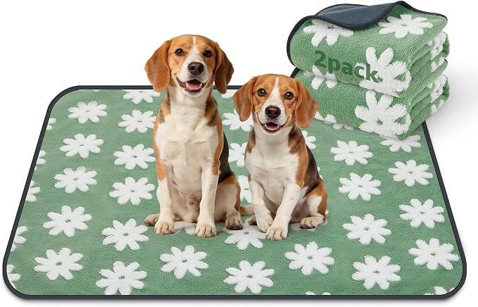 LOOBANI Washable Puppy Pads, Reusable Dog Pee Mat 36"x41", 2 Pack | Super Absorbent, Waterproof, Leakproof, Non-Slip, Soft For Playpen, Crate, Potty Training, Floors