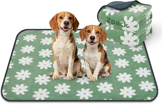 LOOBANI Washable Puppy Pads, Reusable Dog Pee Mat 36"x41", 2 Pack | Super Absorbent, Waterproof, Leakproof, Non-Slip, Soft For Playpen, Crate, Potty Training, Floors