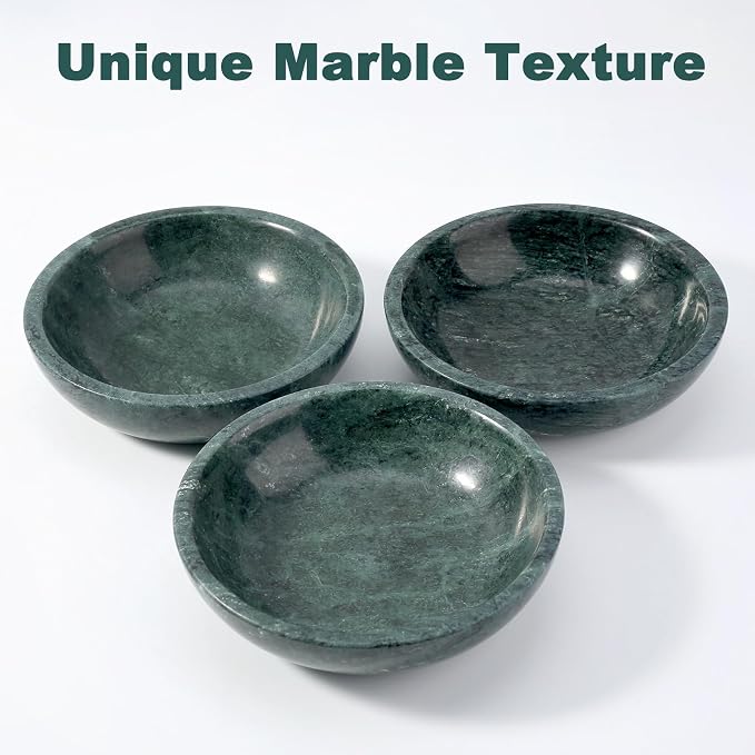 Natural Marble Cat Bowl, Weighted 1.5lb Cat Food Bowl for Cat and Small Dog, Small Animal Pet Food Dish Non-Slip, Shallow Dish for Whisker Fatigue Relief, Premium Green Stone for Home Decor
