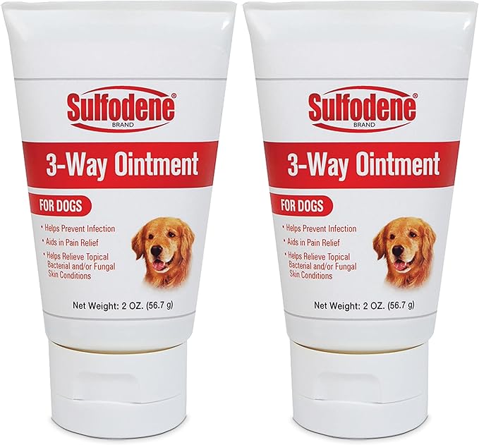 Sulfodene Dog Wound Care 3-Way Ointment, Relieves Pain & Prevents Infection for Dog Cuts, Scrapes, Bites and Injuries, 2 Ounce (Pack of 2)