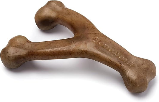 Jouet à mâcher résistant Benebone Wishbone pour chiens destructeurs, saveur bacon véritable, fabriqué aux États-Unis, taille M
