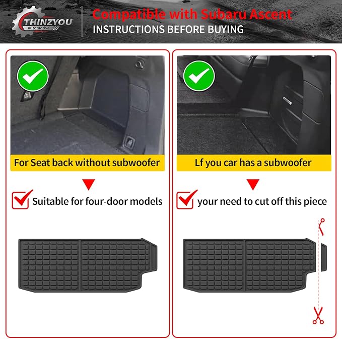 Cargo Mat Compatible with 2019-2025 2026 Subaru Ascent Cargo Liner Trunk Liner TPE Back Seat Cover Protector 2023 Ascent Accessories (Fit 7&8 Seats, Trunk Mat+3rd Row Backrest Mats)