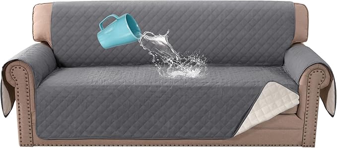 H.VERSAILTEX Couch Cover for 3 Cushion Couch Sofa Cover for Dogs 100% Waterproof Furniture Protector Cover with Elastic Straps for Pet Cat(Sofa, Rocket Gray)
