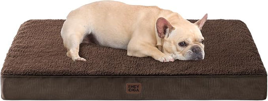 EHEYCIGA Orthopedic Dog Bed with Removable Washable Cover, Brown, 30IN | Egg Crate Foam Support, Durable Oxford fabric, Non-Slip Bottom, Machine Washable, Soft Waterproof Plush Pet Bed Mat For Crate