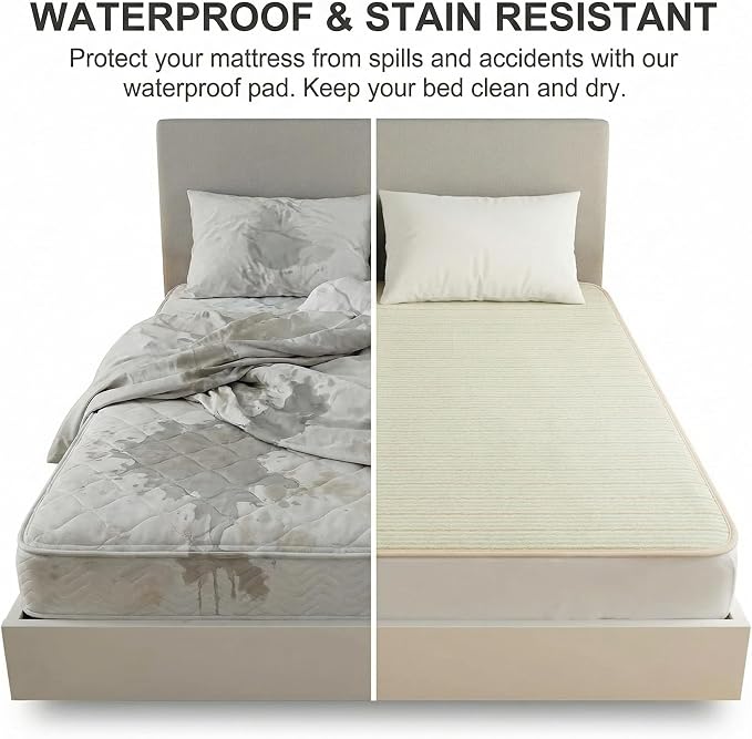 King Size Bed Pads Washable Waterproof, 80"x 78" Soft Reusable Pee Pads for Incontinence, 4-Layer Protectors Absorbent Cotton Underpads Mattress Protectors for Urine Adults, Seniors,Women & Pets