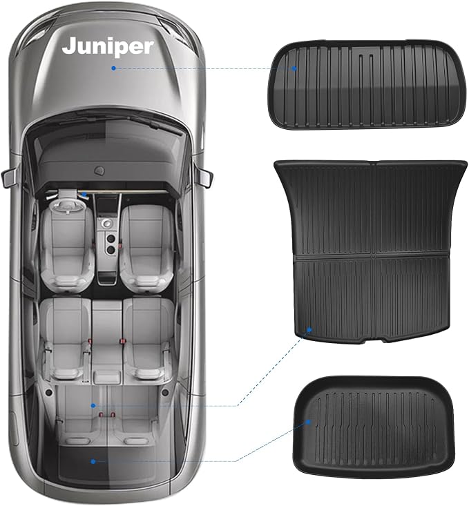 Cargo Liner Fit for 2025 2026 Model Y Juniper 5 Seats (Not fit Standard), Front and Rear Frunk Trunk Tray Mats,All Weather Protection TPE, Premium & Performance Trunk Mats Accessories
