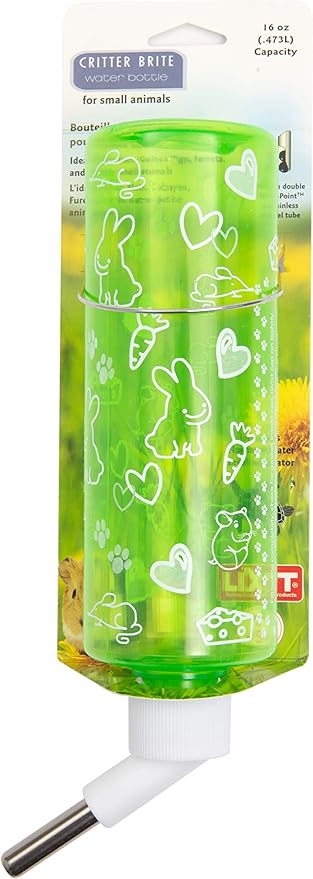 Lixit® Critter Bright Water Bottles for Hamsters, Rabbits, Chinchillas, Ferrets, Guinea Pigs and Other Small Animals - Made in USA (Blue (Pack of 1), 16 Ounce)