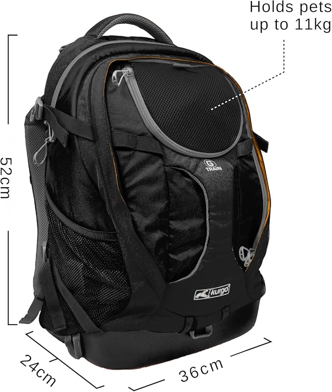 Kurgo G-Train Pet Carrier Backpack, Navy Blue | Cat & Dog Daypack for Outdoors & Travel, Waterproof Bottom, Ventilated Mesh Panels, Storage Pockets, For Pets up to 25Lbs