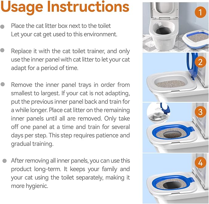 Cat Toilet Trainer Kit | Cat Potty Training Kit | Toilet Training for Cats & Cat Box（Grey）