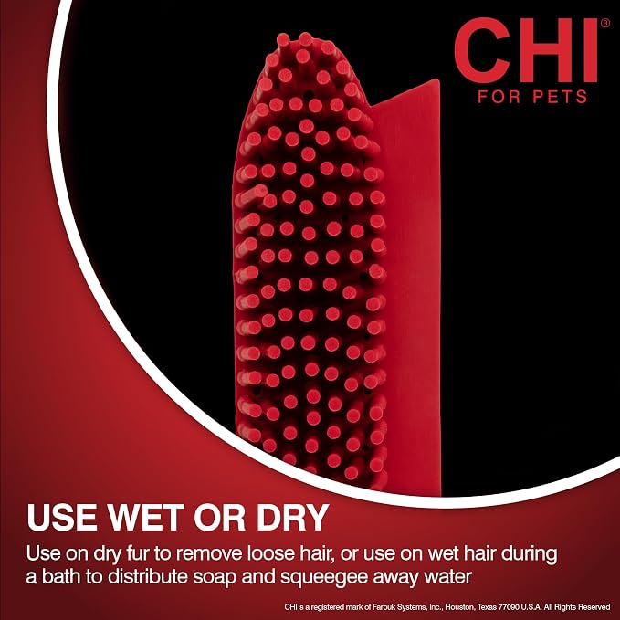CHI for Dogs Rubber Fur Accumulator Brush, Dog Grooming Tool for Removing Loose Hair and Lint from Coats Furniture Clothing and Car Seats, Flexible Rubber Bristles, Easy Clean Grooming Brush | Flexible rubber bristles, removes loose hair and lint from ...