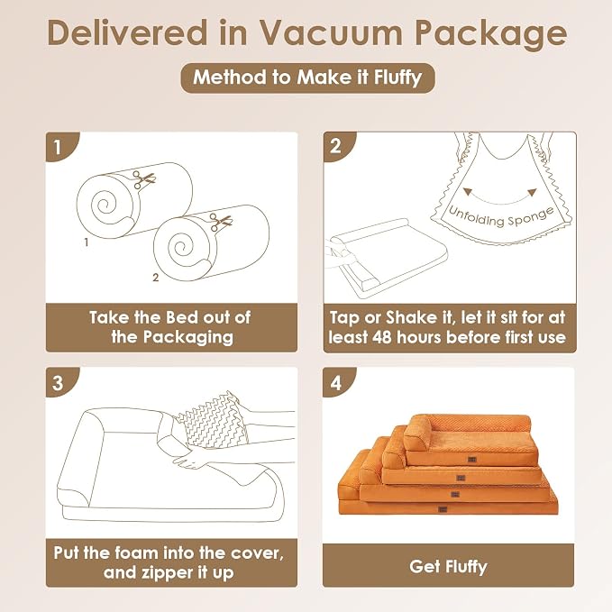 EHEYCIGA Memory Foam Dog Bed for Crate, L Plus Orthopedic Dog Bed, Pumpkin | Washable Removable Cover, Waterproof Flat Pet Sofa Couch with Nonskid Bottom, 41x27x6.5