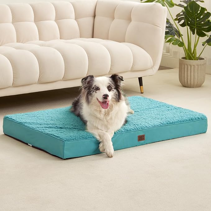 EHEYCIGA Orthopedic Dog Bed Large with Removable Washable Cover, 35x23 | Egg Crate Foam Support, Durable Oxford fabric, Non-Slip Bottom, Machine Washable, Soft Waterproof Plush Pet Bed Mat For Crate