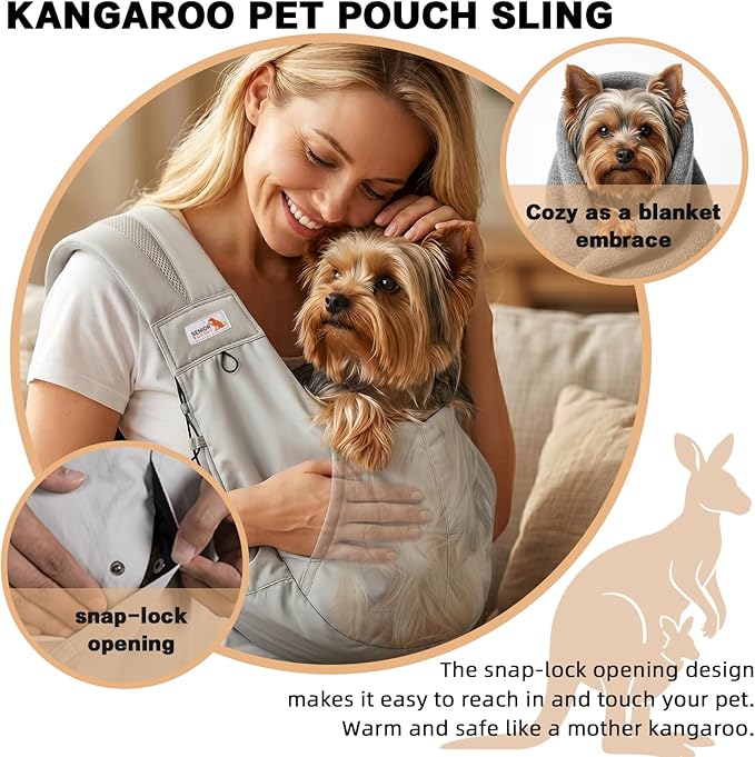 Dog Carrier Backpack, Front Dog Sling Carriers for Small Dogs | Hands Free Puppy Pet Carrier 15 lbs, Bottom Support, Adjustable Shoulder Straps, Breathable for Hiking Travel Walking, Grey