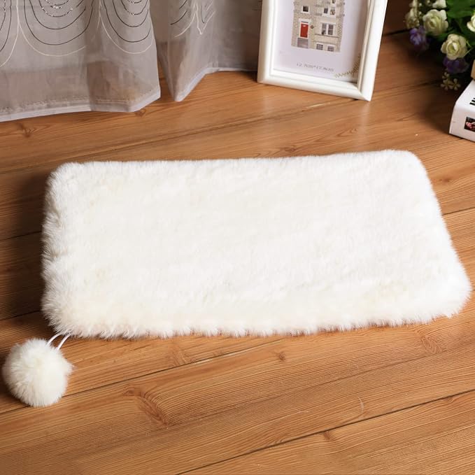 SHENGOCASE 2-Pack 10"x18" Rectangular Faux Rabbit Fur Cat Dog Bed Cushion Pad Mat, Cat Tree Tower Replacement Cushion Pad for Window Perch Carrier House Cage Crate Kennel Furniture