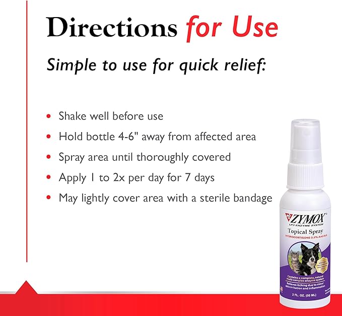 PET KING BRANDS Zymox Topical Hot Spot Spray for Dogs and Cats with .5% Hydrocortisone, 2oz
