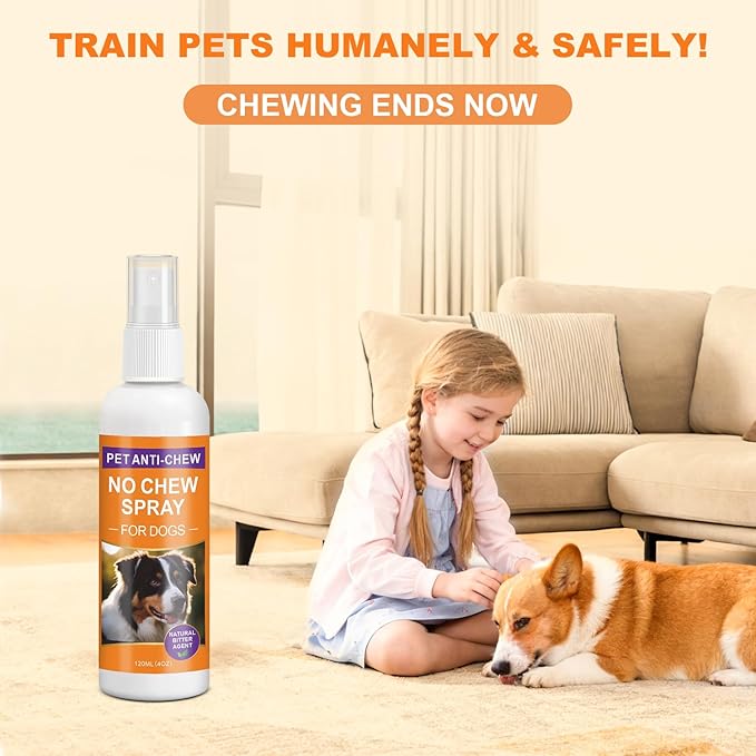 No Chew Spray for Dogs, Bitter Spray for Dogs to Stop Chewing & Licking, Natural Ingredients, Stop Destructive Behavior, Effectively Protect The Safety of Furniture,Plant,Shoes(120ml)