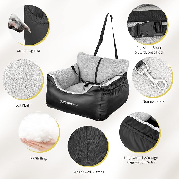 Dog Car Seat for Small Dogs & Cats Under 25 lbs,Black