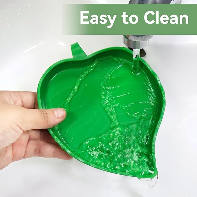 2-Pack Leaf Shape Reptile Food & Water Bowl, 2 Sizes Tortoise Feeding Dish, Multipurpose Reptile Habitat Bowl for Bearded Dragon, Lizard, Gecko, Corn Snake & Crawl Pets