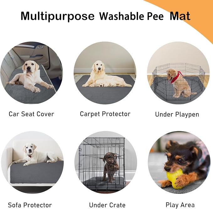 LOOBANI Washable Pee Pads for Dogs, 2 Pack Non-Slip and Leak-Proof,48"x48" | Super Absorbent Reusable Dog Pee Pads, Machine Washable, Extra Large Whelping Pads for Crate, Playpen, Floor, Housebreaking