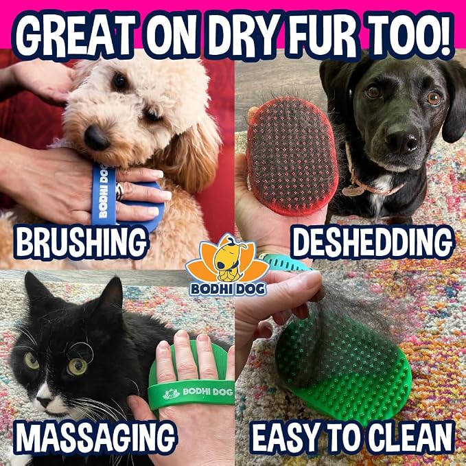 Bodhi Dog Shampoo Brush - Pet Grooming & Bath Supplies for Dogs and Cats - Bath Brush for Long & Short Hair - Premium Scrubber for Shower, Showerhead, Sprayer & Bathing (One Pack, Pink)