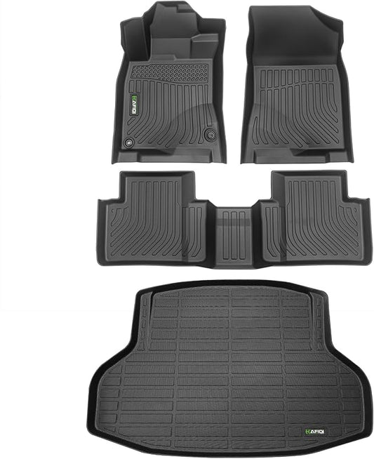 HAFIDI® Floor Mats & Cargo Liner Set Fit for 2016-2021 Honda Civic Sedan (Not for Hatchback/Coupe/Type R/Sport Touring/Sport) All Weather TPE Car Full Set Floor Liners Custom Accessories - Black