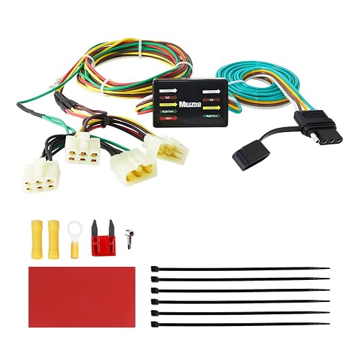 MECMO 4 Pin Trailer Wiring Harness for 1989-1995 Toyota Pickup & 1995-2004 Toyota Tacoma, ‎55379 Vehicle-Side 4 Prong Towing Hitch Wire for Trailer Light Hook Up, Plug & Play 4 Way Flat T-Connector
