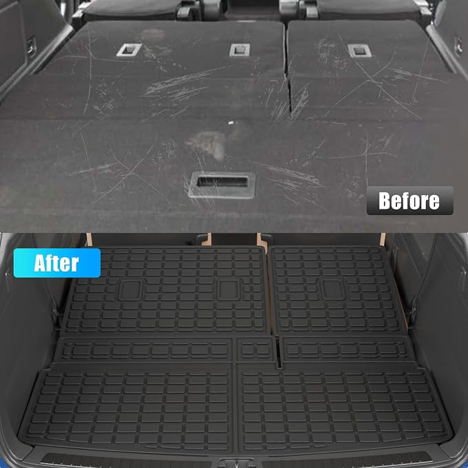 Cargo Liner Compatible with 2018-2024 Ford Expedition Lincoln Navigator 7&8 Seater (Not Fit Max or L) All Weather Back Seat Cover 2023 Expedition Accessories (Trunk Mat+3rd Row Backrest Mats)